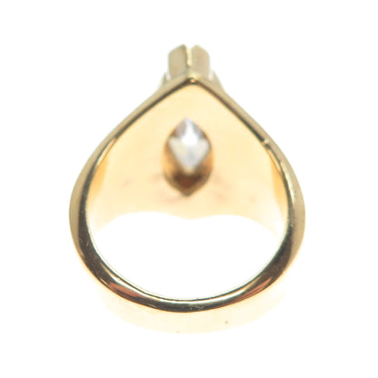 925 Sterling Silver Gold Plated Marquise-Cut Shaped C Z Ring Size 6.25