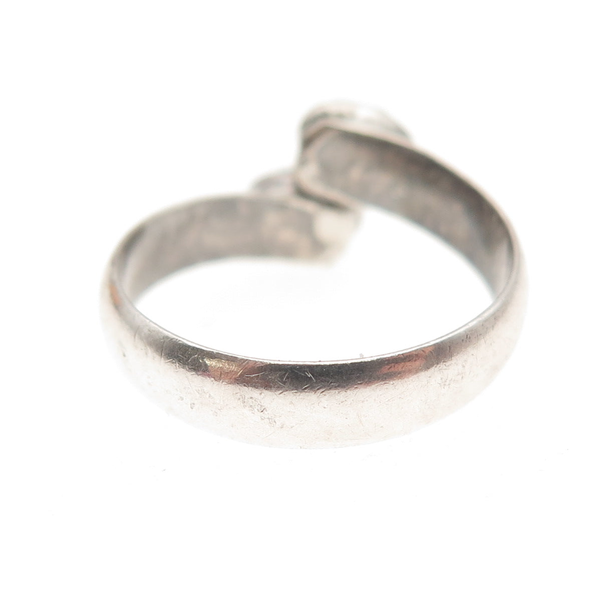 Old Pawn 925 Sterling Silver Vintage Turquoise Adjustable Bypass Ring Size 7.25