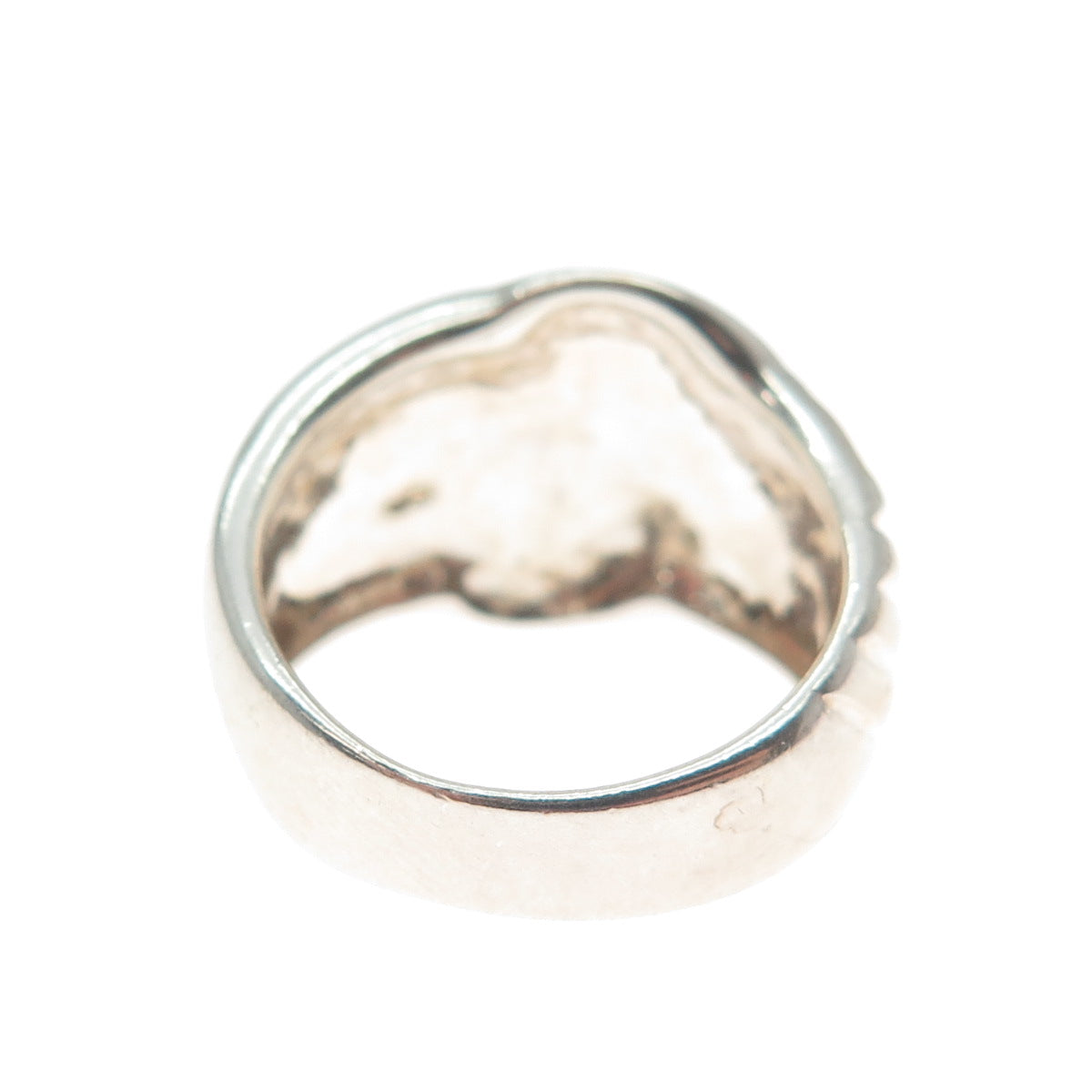 925 Sterling Silver 2-Tone Vintage Ribbed Modernist Ring Size 6
