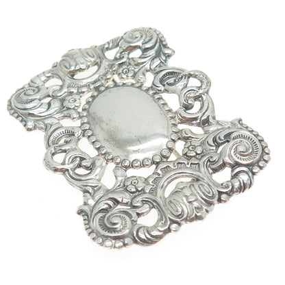MICHELE 925 Sterling Silver Antique Art Deco Repousse Orante Pin Brooch