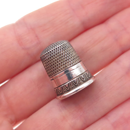 Simons Bros 925 Sterling Silver Antique Art Deco Sewing Thimble Size 6