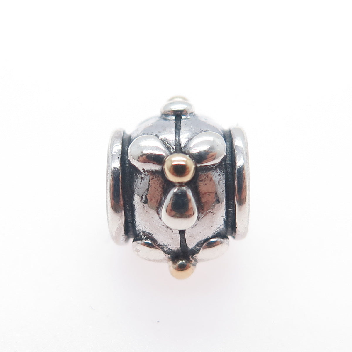 PANDORA 925 Sterling Silver & Gold Tivoli Flower Slide Bead Charm