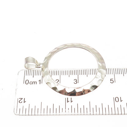 925 Sterling Silver Modernist Hammered Circle Pendant