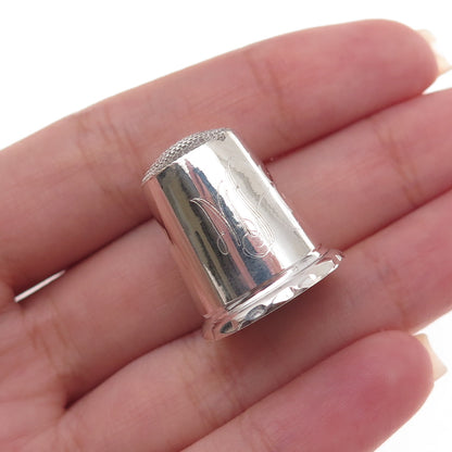 John Sanderson & Son 925 Sterling Vintage 1977 Sheffield Engraved Sewing Thimble