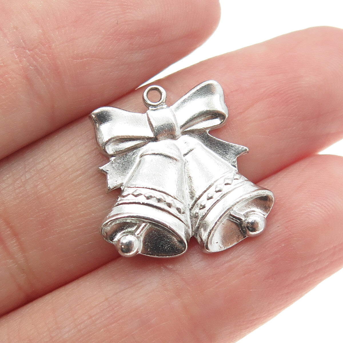 ANSON 925 Sterling Silver Vintage Christmas Bells Pendant