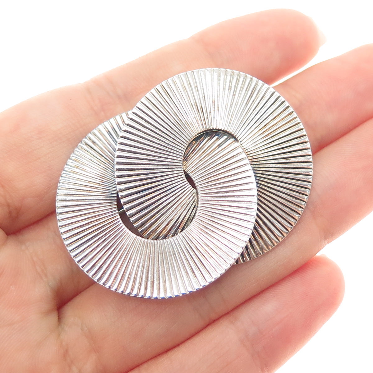 NAPIER 925 Sterling Silver Vintage Modernist Interlocked Circle Pin Brooch