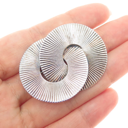 NAPIER 925 Sterling Silver Vintage Modernist Interlocked Circle Pin Brooch