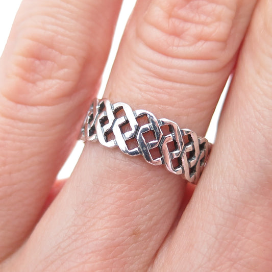 925 Sterling Silver Vintage Celtic Knot Band Ring Size 5