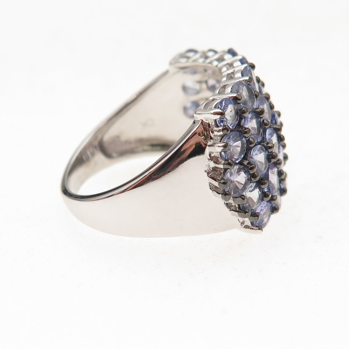 925 Sterling Silver Real Round-Cut Tanzanite Ring Size 8