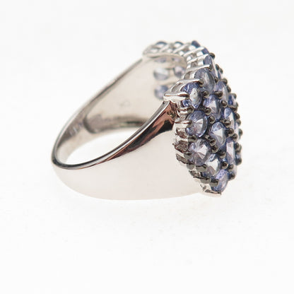 925 Sterling Silver Real Round-Cut Tanzanite Ring Size 8