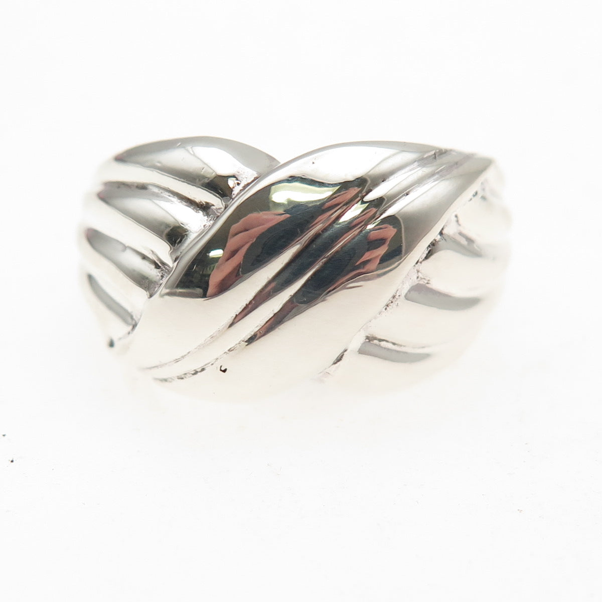 925 Sterling Silver Vintage Modernist Oxidized Ring Size 8.5