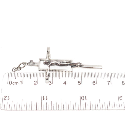 Creed 925 Sterling Silver Antique Art Deco Crucifix Cross Oxidized Charm Pendant