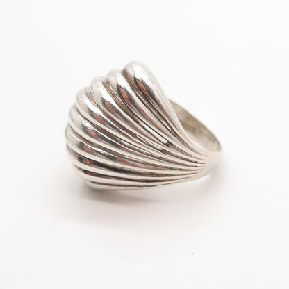 925 Sterling Silver Vintage Multi-Bar Domed Ring Size 5