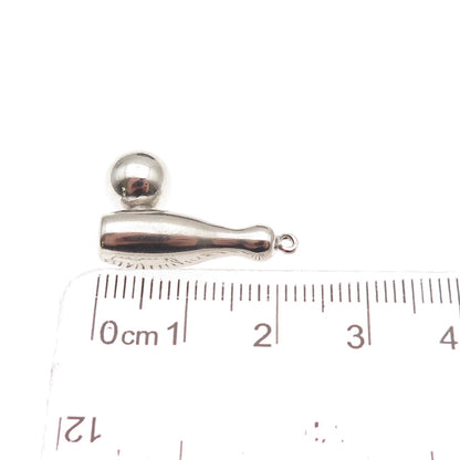 925 Sterling Silver Vintage Bowling Pin & Ball 3D Charm Pendant