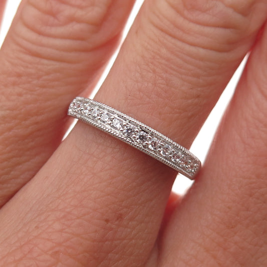 JH Young 925 Sterling Silver Round-Cut C Z Half Eternity Band Ring Size 7