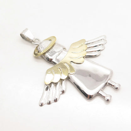 925 Sterling Silver 2-Tone Vintage Angel Pendant