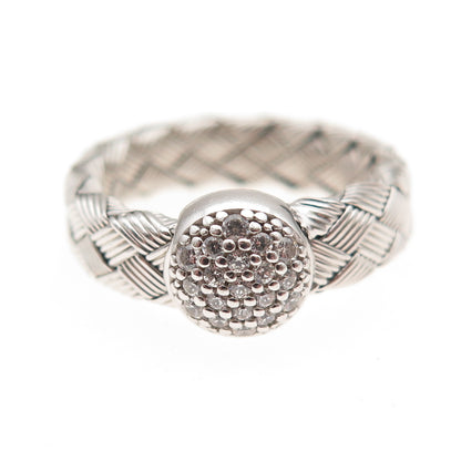 Jacmel Mauritius 925 Sterling Silver Round-Cut C Z Woven Ring Size 6.75