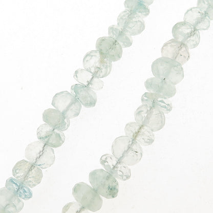 925 Sterling Silver Vintage Real Aquamarine Beaded Necklace 22"