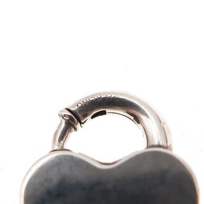925 Sterling Antique Art Deco Heart Padlock Spring Ring Clasp Charm Pendant