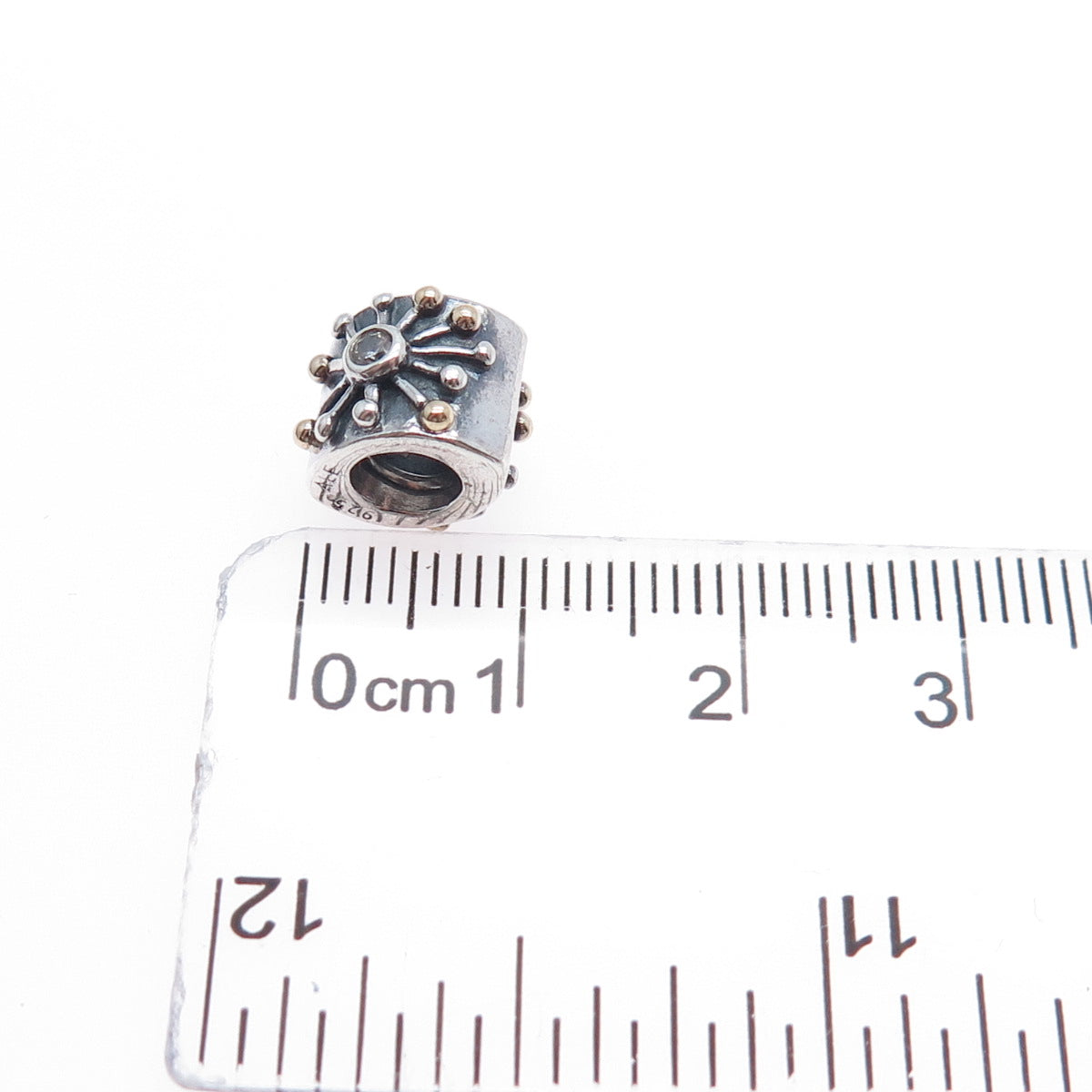 PANDORA 925 Sterling Silver & Gold C Z Desert Star Slide Bead Charm