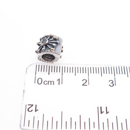 PANDORA 925 Sterling Silver & Gold C Z Desert Star Slide Bead Charm