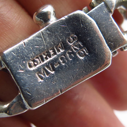925 Sterling Silver Vintage Mexico Fancy Figaro Link Bracelet 8.75"