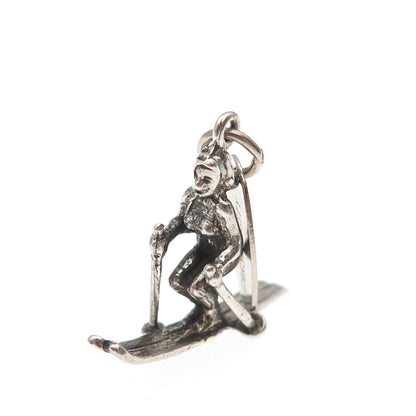 Maisels Indian Sterling Silver Vintage Carson City Skier 3D Mini Charm Pendant