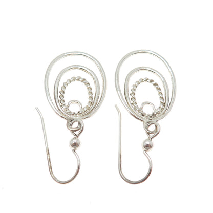 925 Sterling Silver Vintage Multi-Circle Dangle Earrings