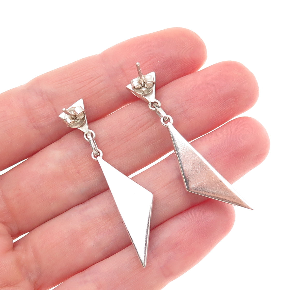Old Pawn 925 Sterling Silver Vintage Southwestern Lapis Tribal Dangle Earrings