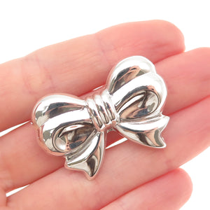 925 Sterling Silver Vintage Ribbon Bow Pin Brooch
