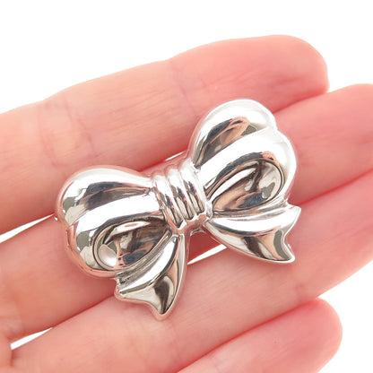 925 Sterling Silver Vintage Ribbon Bow Pin Brooch