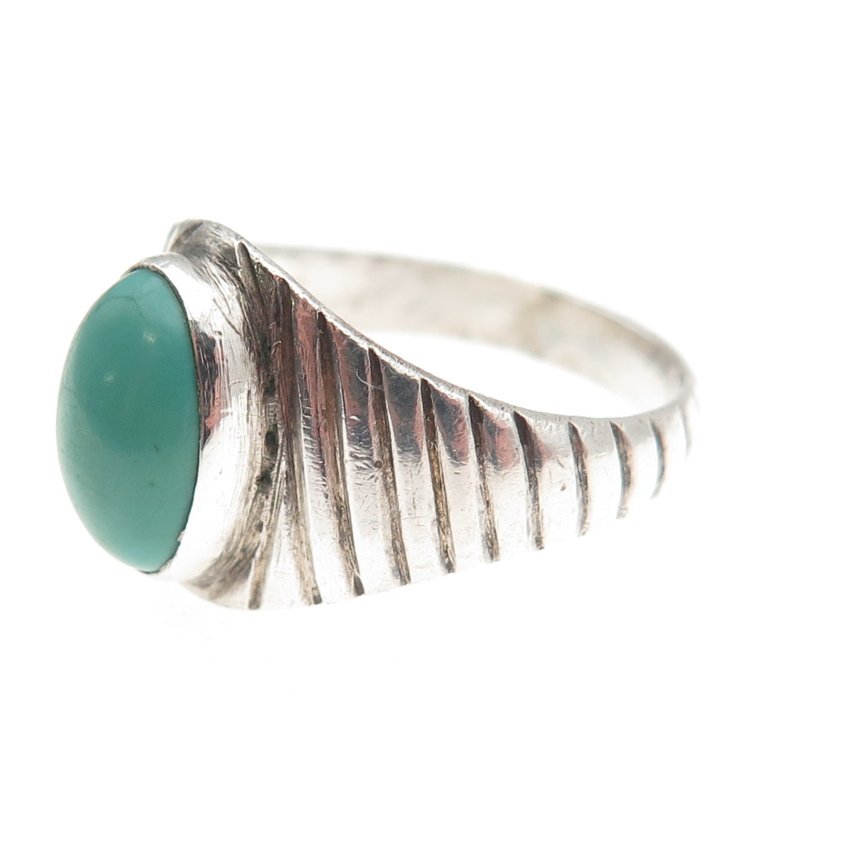 Old Pawn 925 Sterling Silver Vintage Tyrone Turquoise Tribal Ring Size 9.75