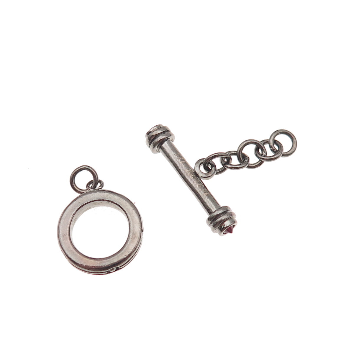 Jolusa Sterling Silver Black Rhodium Ruby Bracelet / Necklace Toggle Lock Clasp