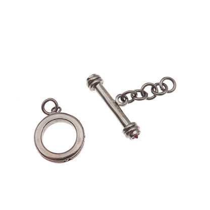 Jolusa Sterling Silver Black Rhodium Ruby Bracelet / Necklace Toggle Lock Clasp