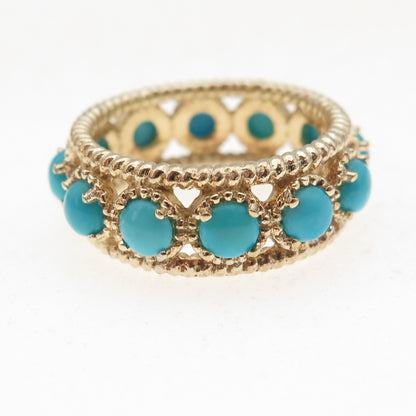 Chuck Clemency 925 Sterling Silver Gold Plated Real Turquoise Ring Size 8.25