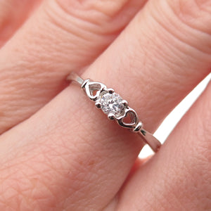 925 Sterling Silver Round-Cut C Z Heart Engagement Ring Size 8