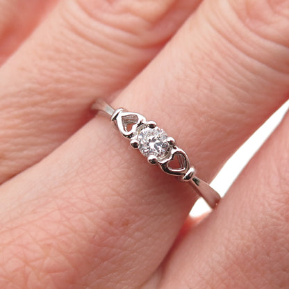 925 Sterling Silver Round-Cut C Z Heart Engagement Ring Size 8