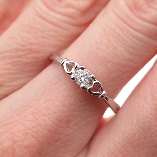 925 Sterling Silver Round-Cut C Z Heart Engagement Ring Size 8