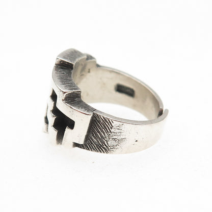 Industria Argentina Sterling Silver Vintage Modernist Adjustable Ring Size 6.75