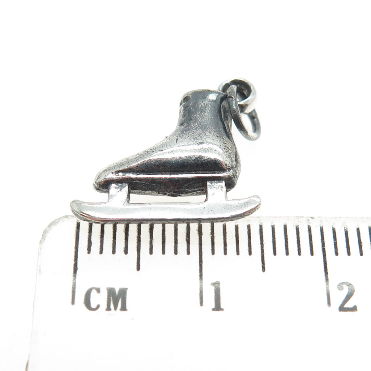 925 Sterling Silver Antique Art Deco Ice Skating Shoe 3D Charm Pendant