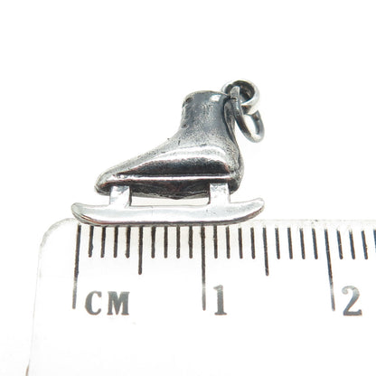 925 Sterling Silver Antique Art Deco Ice Skating Shoe 3D Charm Pendant