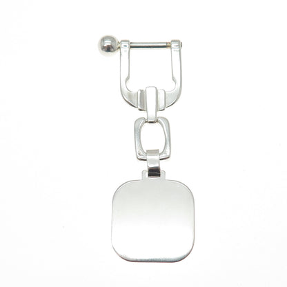 925 Sterling Silver Vintage Italy Engravable Tag Key Fob Chain Ring Holder