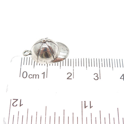 925 Sterling Silver Vintage Cap Minimalist 3D Charm Pendant