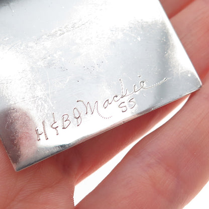 H & BJ Mackie Sterling Silver Vintage Real MOP Modernist Pin Brooch / Pendant