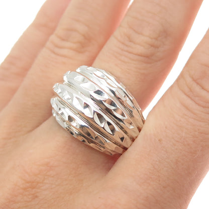 CHAPAL ZENRAY 925 Sterling Silver Vintage Diamond-Cut Dome Ring Size 10.25