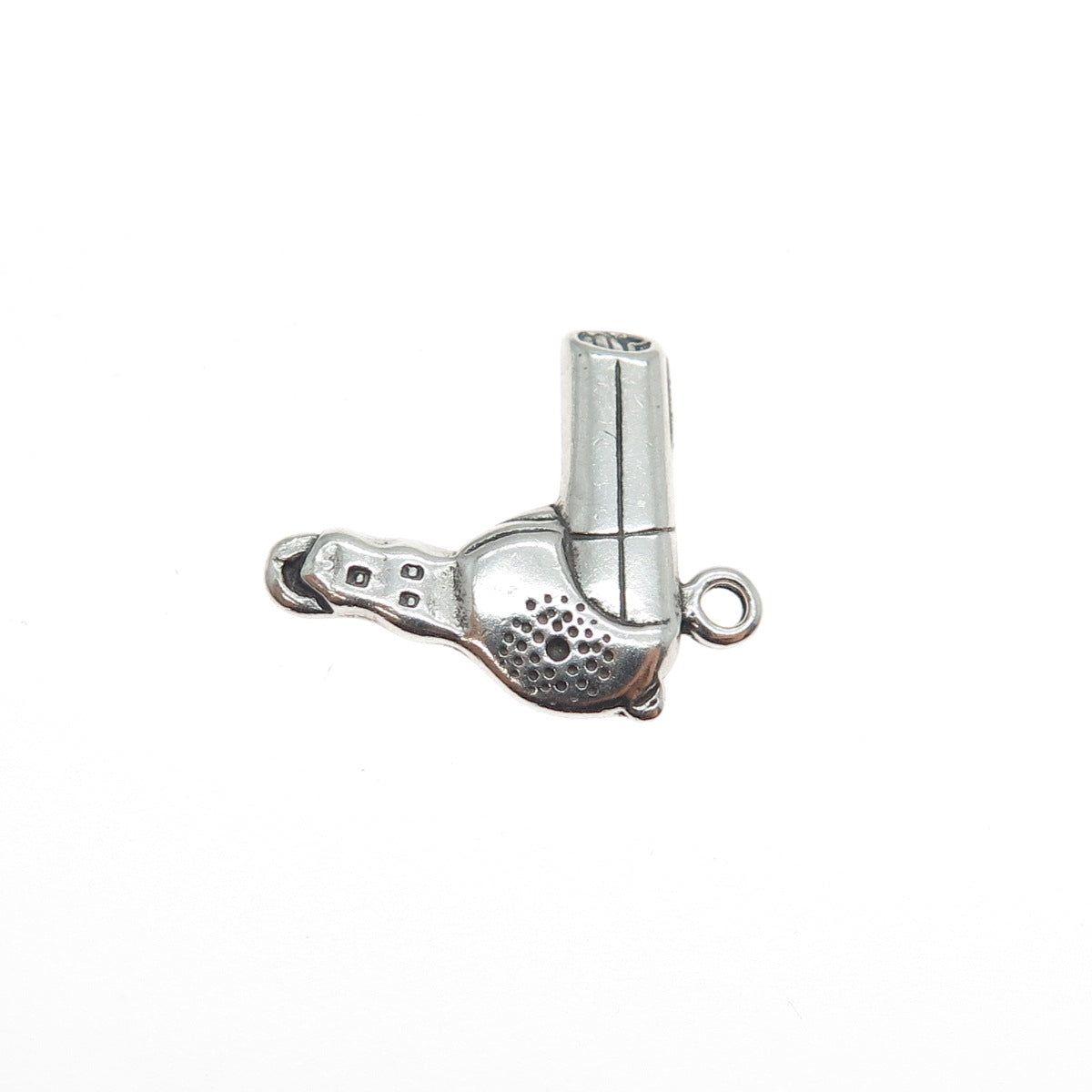 SHUBE 925 Sterling Silver Vintage Hair Dryer Oxidized Minimalist Charm Pendant