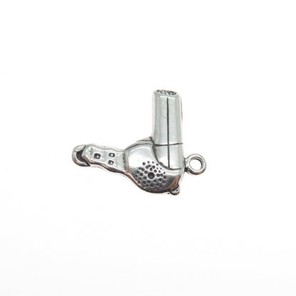 SHUBE 925 Sterling Silver Vintage Hair Dryer Oxidized Minimalist Charm Pendant