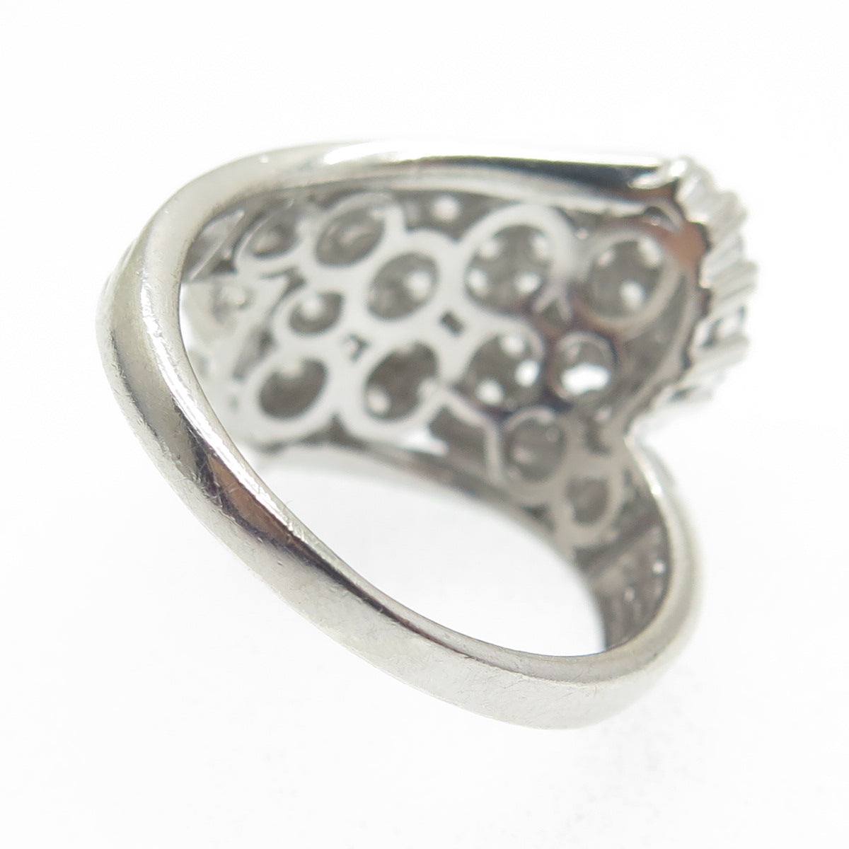 925 Sterling Silver Round-Cut C Z Bypass Ring Size 10