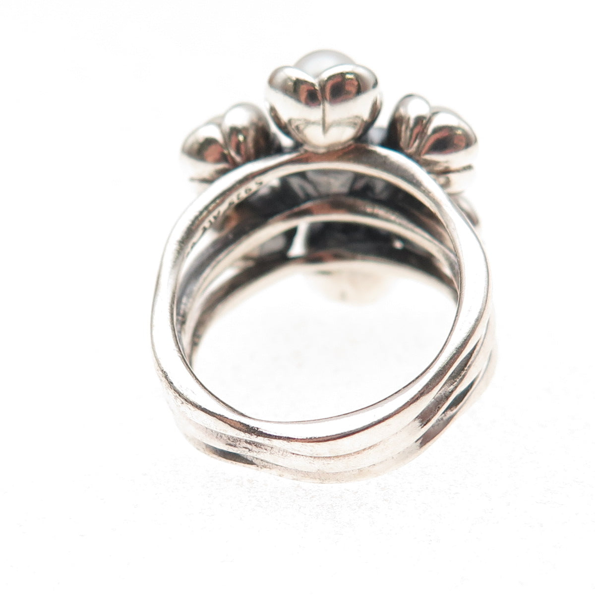 Pandora 925 Sterling Silver Real Pearl Wishful Thinking Ring Size 6.25