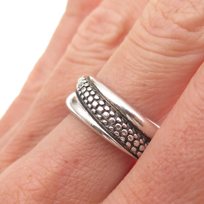 Michael Dawkins 925 Sterling Silver Dotted Crisscross Oxidized Ring Size 7.25